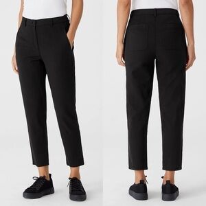 Eileen Fisher Black High Waisted Cotton Hemp Tapered Ankle Pant Size 22 NWT